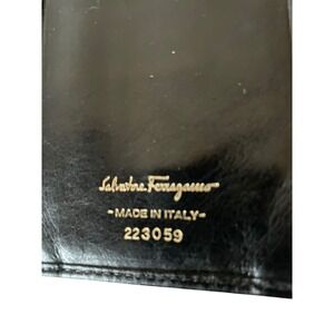 Salvatore Ferragamo Black Leather Long Wallet Signature Ribbon & Gold Buckle